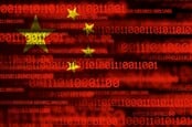 China's flag with binary code