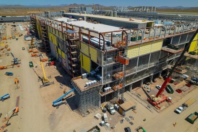 An aerial view of Taiwan semiconductors Mega Factory under construction in North Phoenix, Arizona. An aerial view of Taiwan semiconductors Mega Factory under construction in North Phoenix, Arizona.